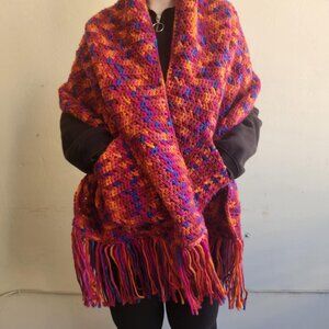 Shawl - blanket style / handmade/ knitted/ crochet